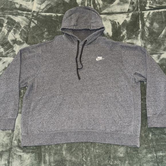 Nike Hoodie Men’s XL Gray Cotton Drawstring Swoosh Logo Kangaroo Pocket Pullover - Picture 1 of 9